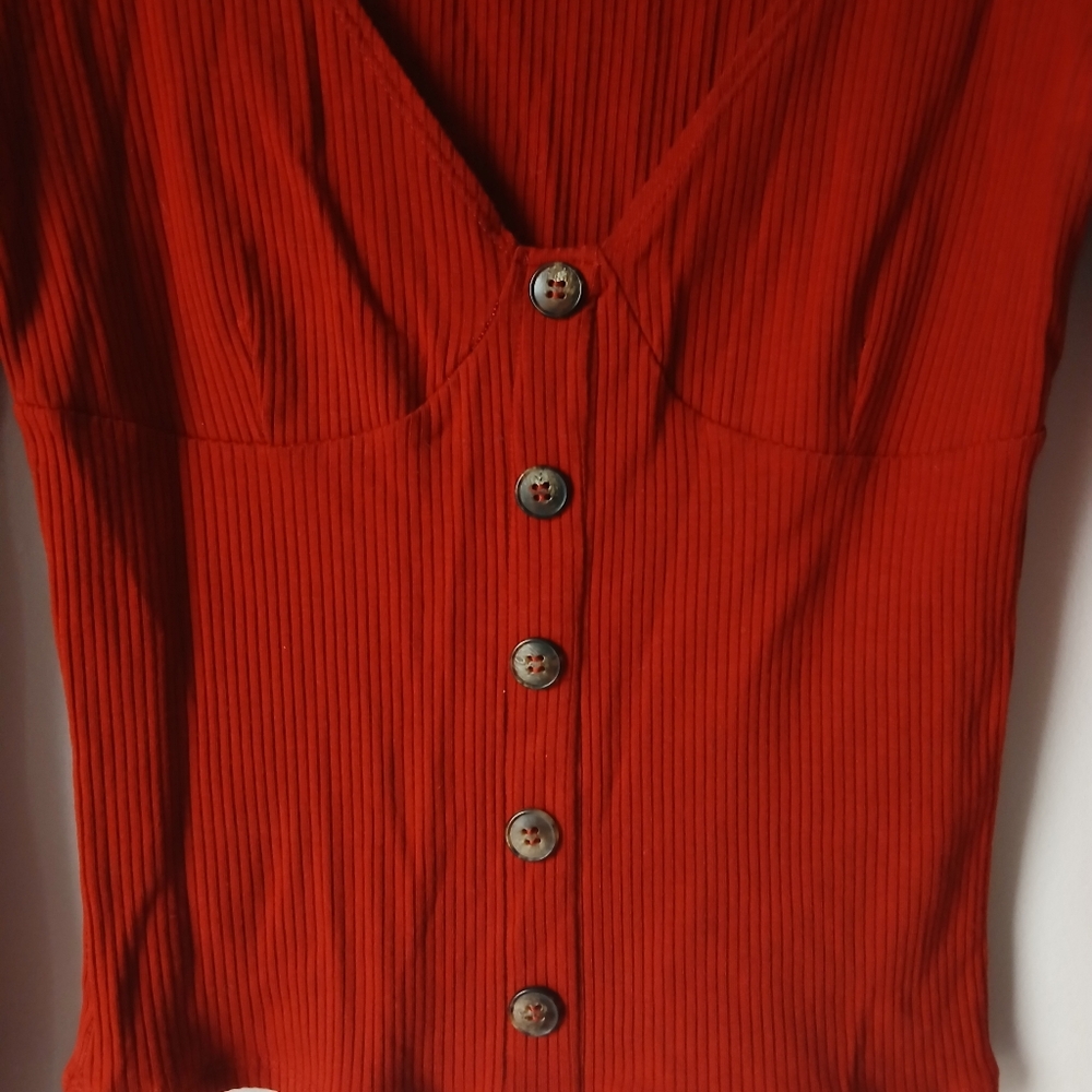 Reformation Red Button-Up Blouse - image 6